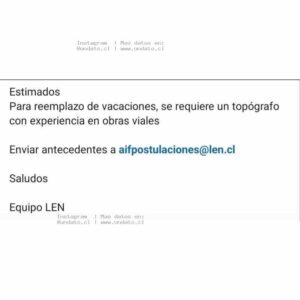 Reemplazo Vacacional: Topógrafo con Experiencia en Obras Viales