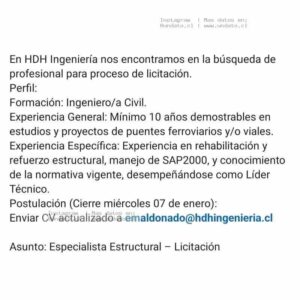 Especialista Estructural para Licitación