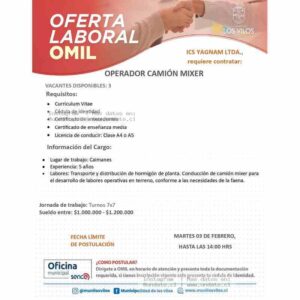 Operador Camión Mixer – Caimanes, Los Vilos