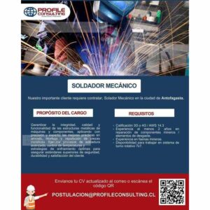 Soldador Mecánico – Antofagasta, Minería