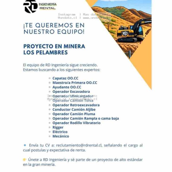 Vacantes en Minería RD Ingeniería Los Pelambres