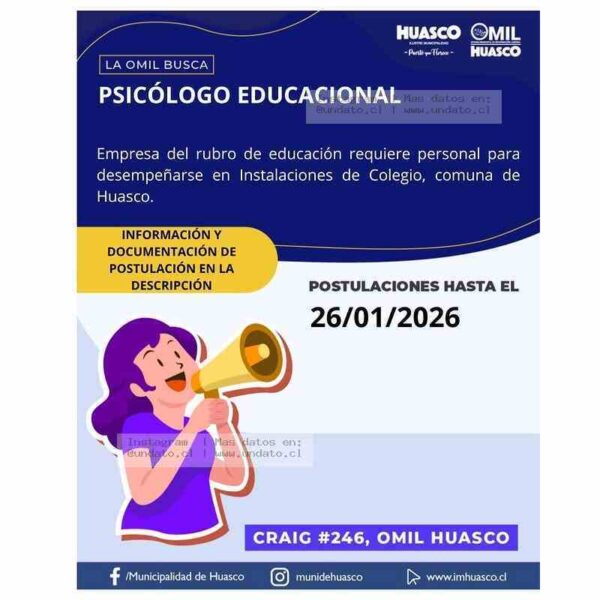 Psicólogo Educacional En Huasco