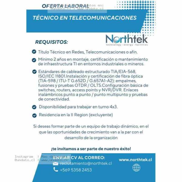 Técnico en Telecomunicaciones Turnos 4x3