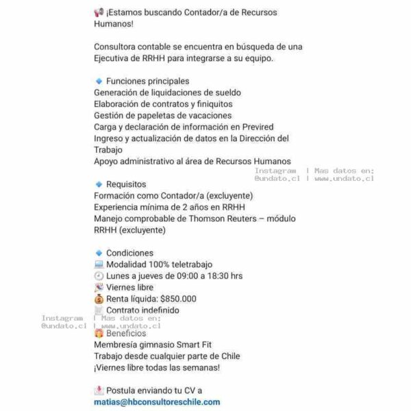 Ejecutiva de RRHH Teletrabajo Chile