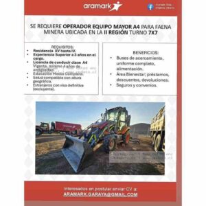 Operador A4 para Faena Minera
