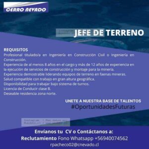 Jefe de Terreno Minería