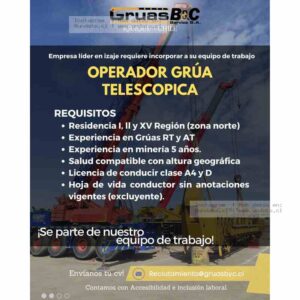 Operador de Grúa Telescópica – Minería en Iquique