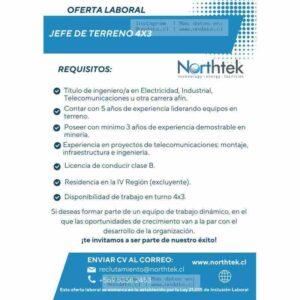 Jefe de Terreno 4x3 – Minería