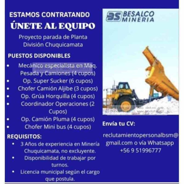 Contratación Planta Chuquicamata