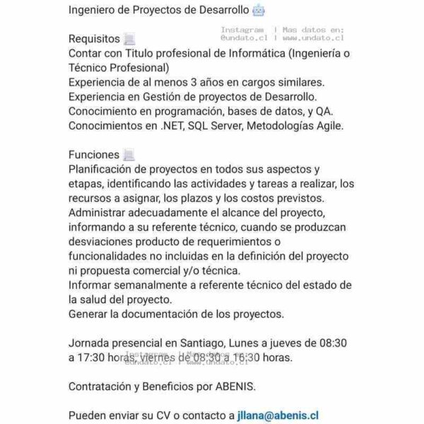 Ingeniero de Proyectos de Desarrollo