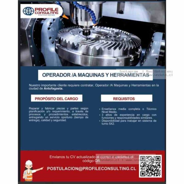Operador/a de Máquinas y Herramientas – Antofagasta