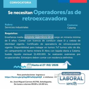 Operador/a de Retroexcavadora – Calama