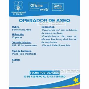 Operador de Aseo Copiapó