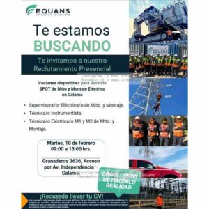 Vacantes SPOT Mantención y Montaje Eléctrico Calama