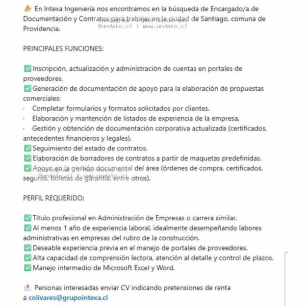 Encargado/a de Documentación y Contratos