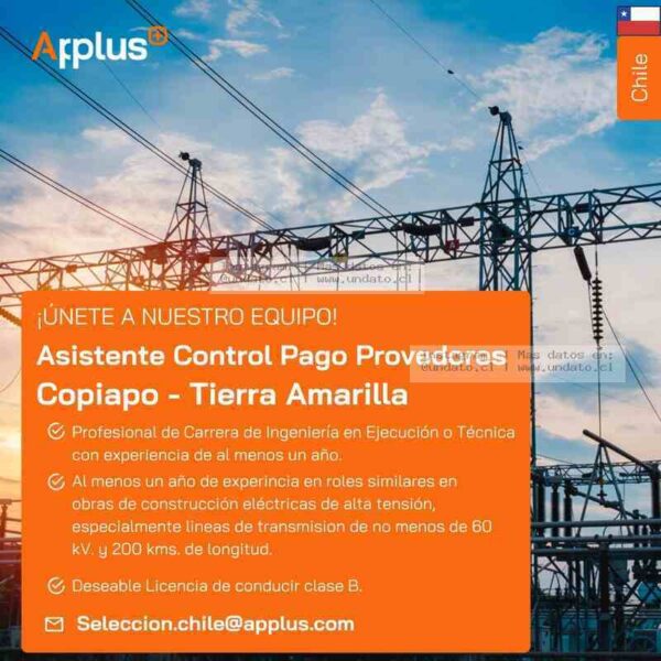 Asistente Control Pago Proveedores - Copiapó