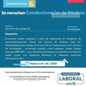 Conductor/a de Minibús Antofagasta