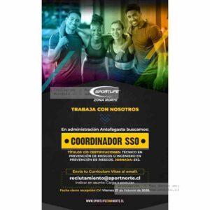 Coordinador SSO - Sportlife Zona Norte