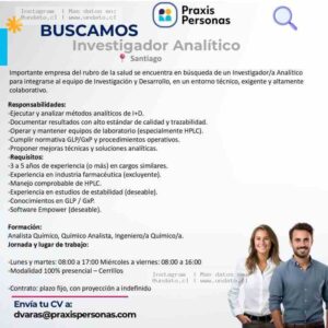 Investigador Analítico I+D HPLC