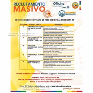 Vacantes Aseo Industrial Minera RT