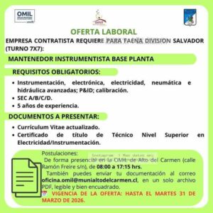 Mantenedor Instrumentista Base Planta 7x7