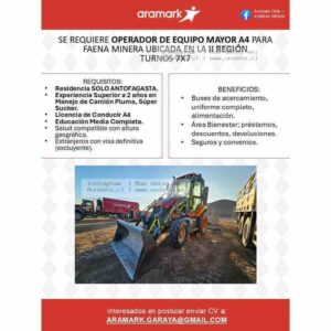 Operador de Equipo Mayor A4 – Faena Minera