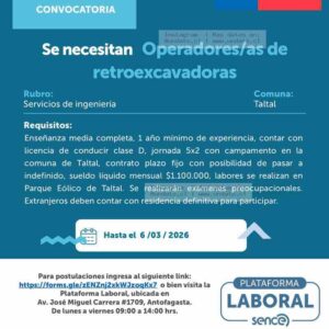 Operadores de Retroexcavadoras en Taltal