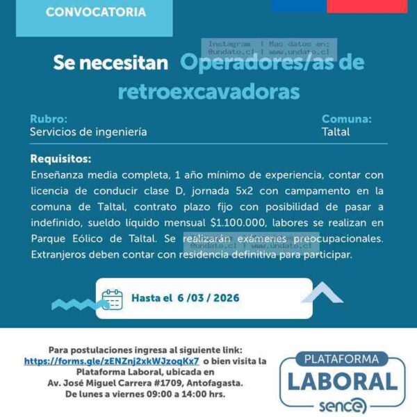 Operadores de Retroexcavadoras en Taltal