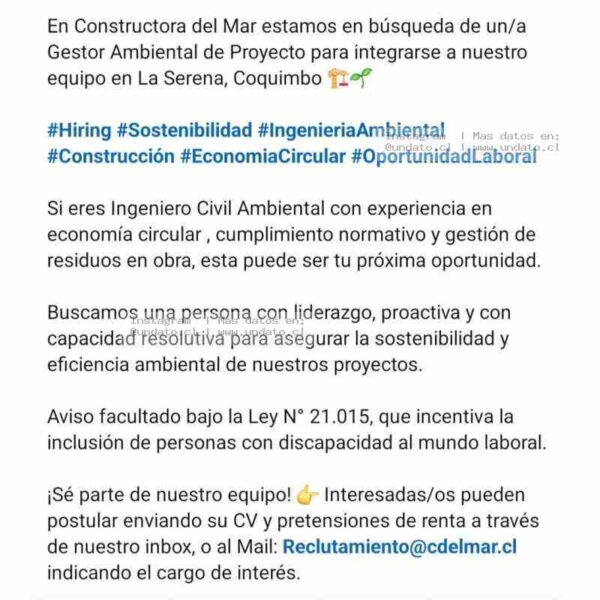 Gestor Ambiental de Proyecto – La Serena