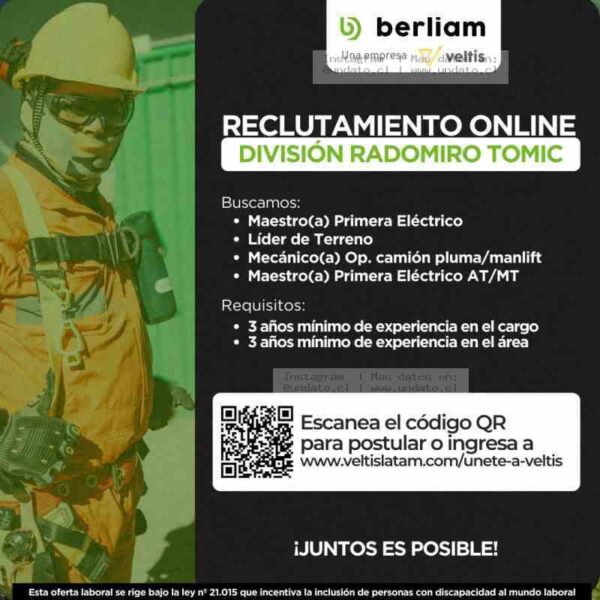 Vacantes en Veltis Radomiro Tomic