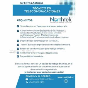 Técnico En Telecomunicaciones Minería 7x7