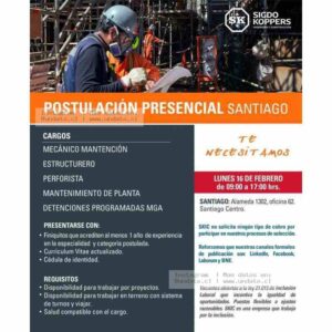 Vacantes Técnicos y Mantención - Santiago