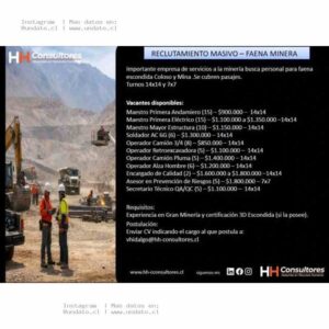 Vacantes en Faena Minera Escondida Coloso