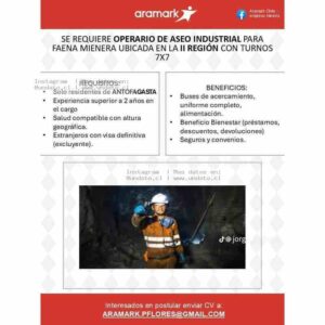 Operario de Aseo Industrial Minería II Región