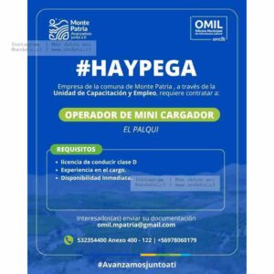 Operador de Mini Cargador – Monte Patria