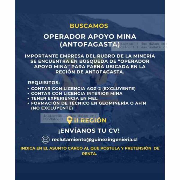 Operador Apoyo Mina Antofagasta
