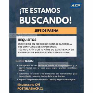 Jefe De Faena Minería – Requisitos