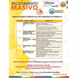 Vacantes Aseo Industrial Minera Calama
