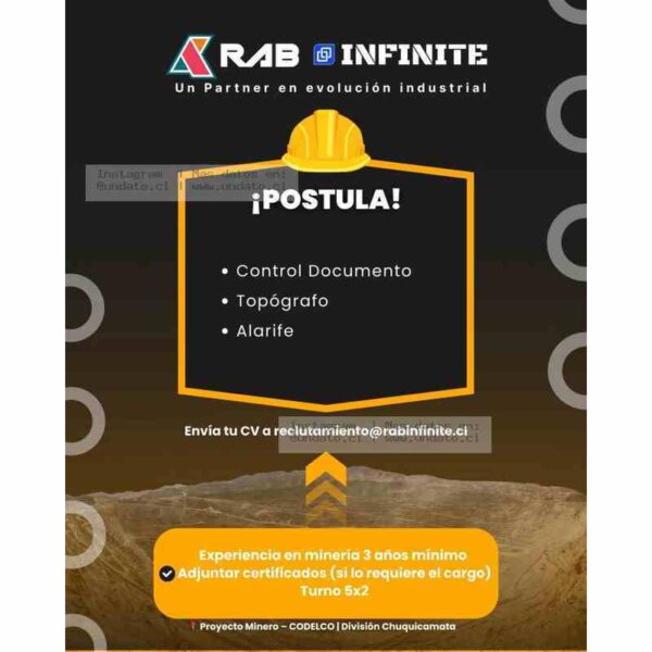 Oportunidad Minera: Control Documentos, Topógrafo y Alarife