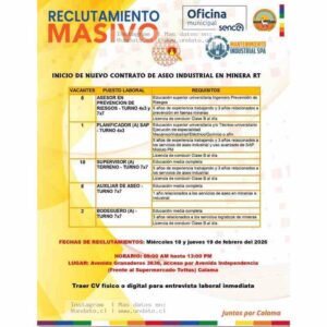 Vacantes en Minería: Aseo e Ingeniería