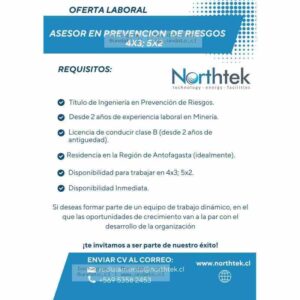 Asesor en Prevención de Riesgos Minería