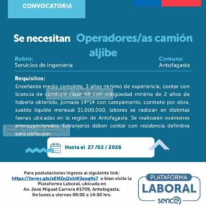 Operadores de camión aljibe Antofagasta