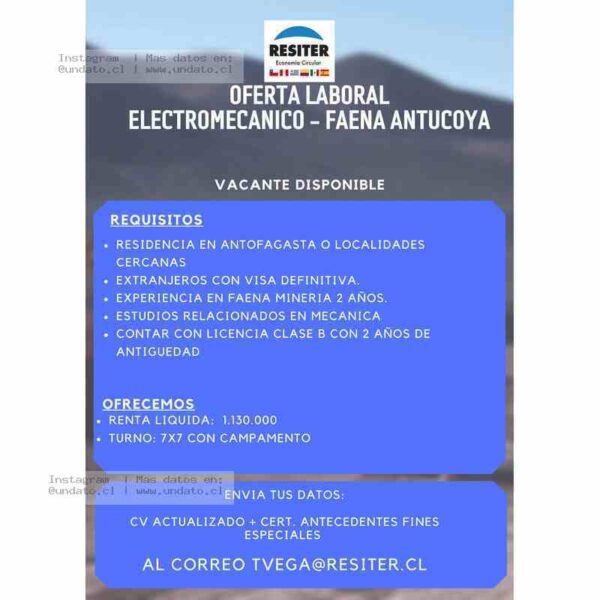 Electromecánico Faena Antucoya