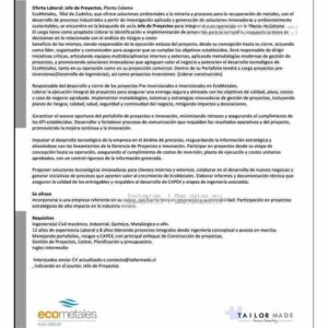 Jefe de Proyectos, Calama – EcoMetales