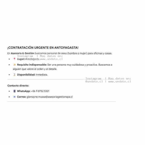 Aseo para oficinas y casas - Antofagasta