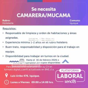 Camarera/Mucama – Iquique