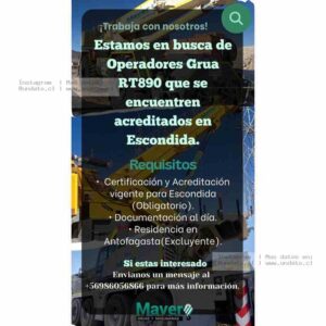 Operadores de Grúa RT890 para Escondida
