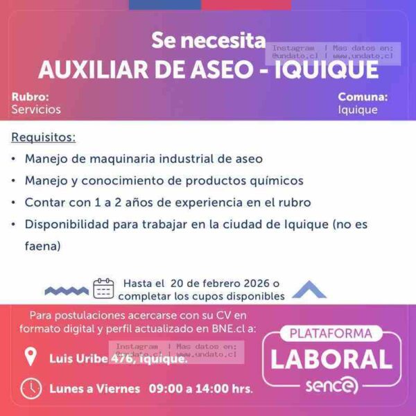 Auxiliar de Aseo – Iquique