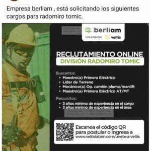 Maestro Eléctrico y Líder de Terreno - Radomiro Tomic