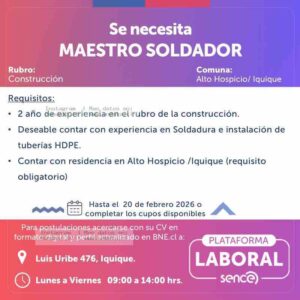 Maestro Soldador - Alto Hospicio Iquique